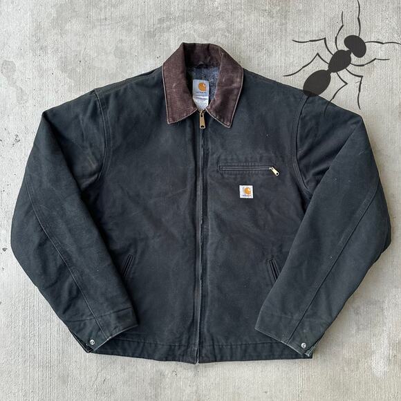Vintage Y2K Carhartt J01 black Detroit work wear jacket - Picture 1 of 8
